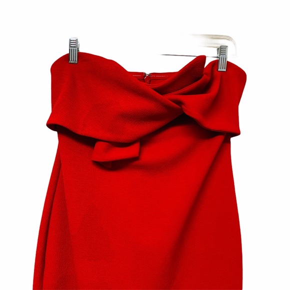 Topshop Bow Twist Strapless Red Dress Sz 10 - Picture 2 of 8